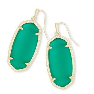 Kendra Scott Elle Gold Drop Earrings Emerald